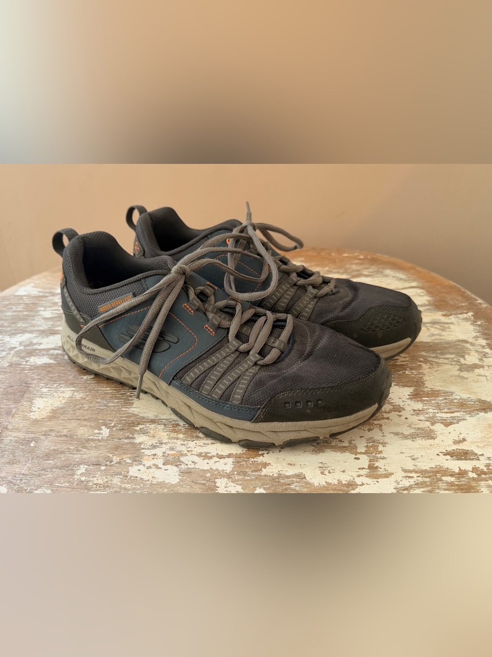 Skechers Escape Plan Sneaker Shoes Mens Blue Orange Outdoor Hiking Sneak